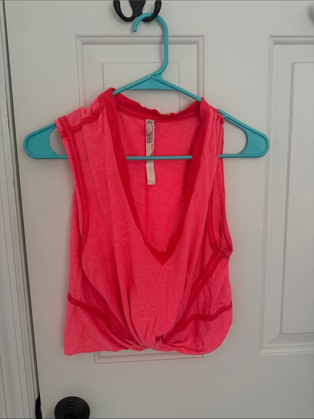 FP Movement by Free People Neon Coral Twist-Front V-Neck Tank